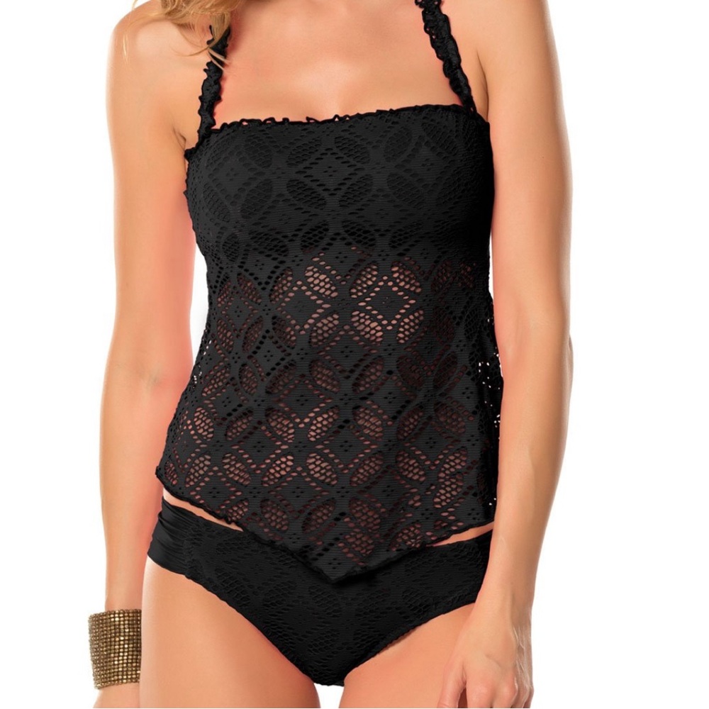 Becca Rebecca Virtue Crochet Black Swimsuit Size 1x